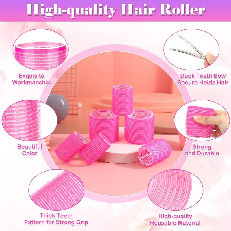 Cludoo Jumbo Hair Curlers Rollers with Clips, 28 Pcs Self Grip Rollers Set for Volume and Curls - 6.3cm, 4.3cm, 3.7cm for Long, Medium, Short, Thick Hair, Bangs, and Salon Hair Styling - Image 4